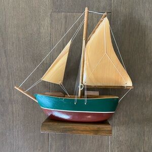 Vintage Wood Sailboat Traditional Decor